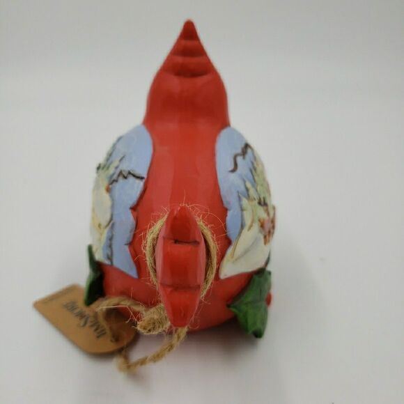 Jim Shore Cardinal Christmas Figure Winters Joy Rustic Folk Art Carved Red Bird - Picture 10 of 16